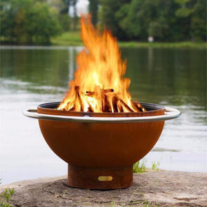Fire Pit Art Bella Luna 48-Inch Handcrafted Carbon Steel Fire Pit by the Water