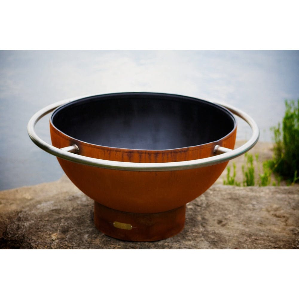 Fire Pit Art Bella Luna 48-Inch Handcrafted Carbon Steel Fire Pit on a Ledge
