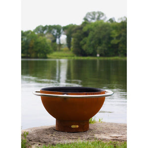Fire Pit Art Bella Luna 48-Inch Handcrafted Carbon Steel Fire Pit by the Lake