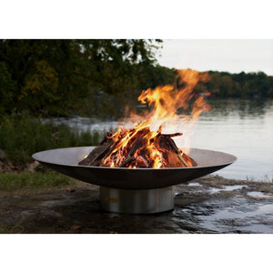 Fire Pit Art Bella Vita 46-Inch Handcrafted Stainless Steel Fire Pit by the Lake