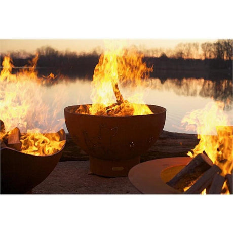 Wood Burning Fire Pit - Fire Pit Art Crater - 36" Steel Fire Pit (CTR) - side view