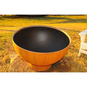 Fire Pit Art Crater 36-Inch Handcrafted Carbon Steel Gas Fire Pit in Garden