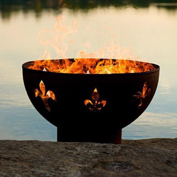 Wood Burning Fire Pit - Fire Pit Art Fleur De Lis - 36" Steel Fire Pit (FDL)