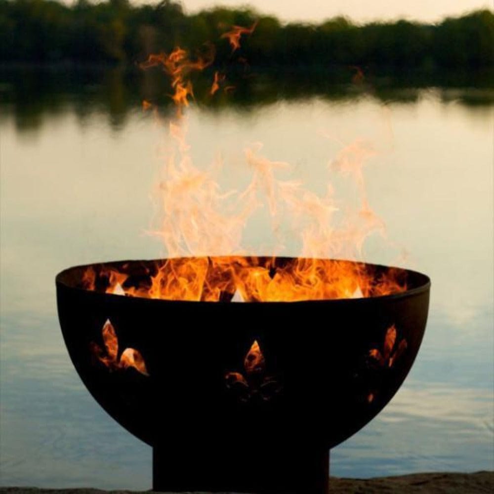 Wood Burning Fire Pit - Fire Pit Art Fleur De Lis - 36" Steel Fire Pit (FDL) - lifestyle view