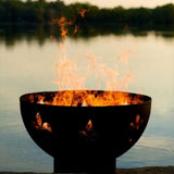Wood Burning Fire Pit - Fire Pit Art Fleur De Lis - 36" Steel Fire Pit (FDL) - lifestyle view
