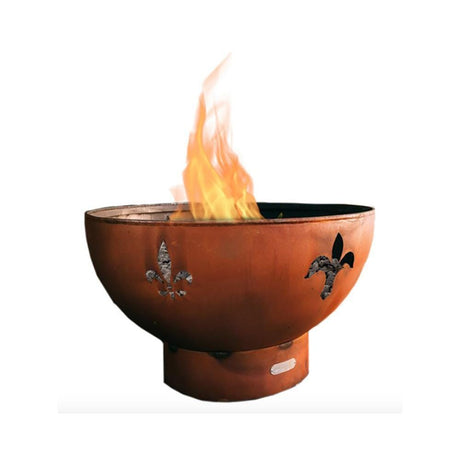 Fire Pit Art Fleur De Lis - 36" Handcrafted Carbon Steel Gas Fire Pit