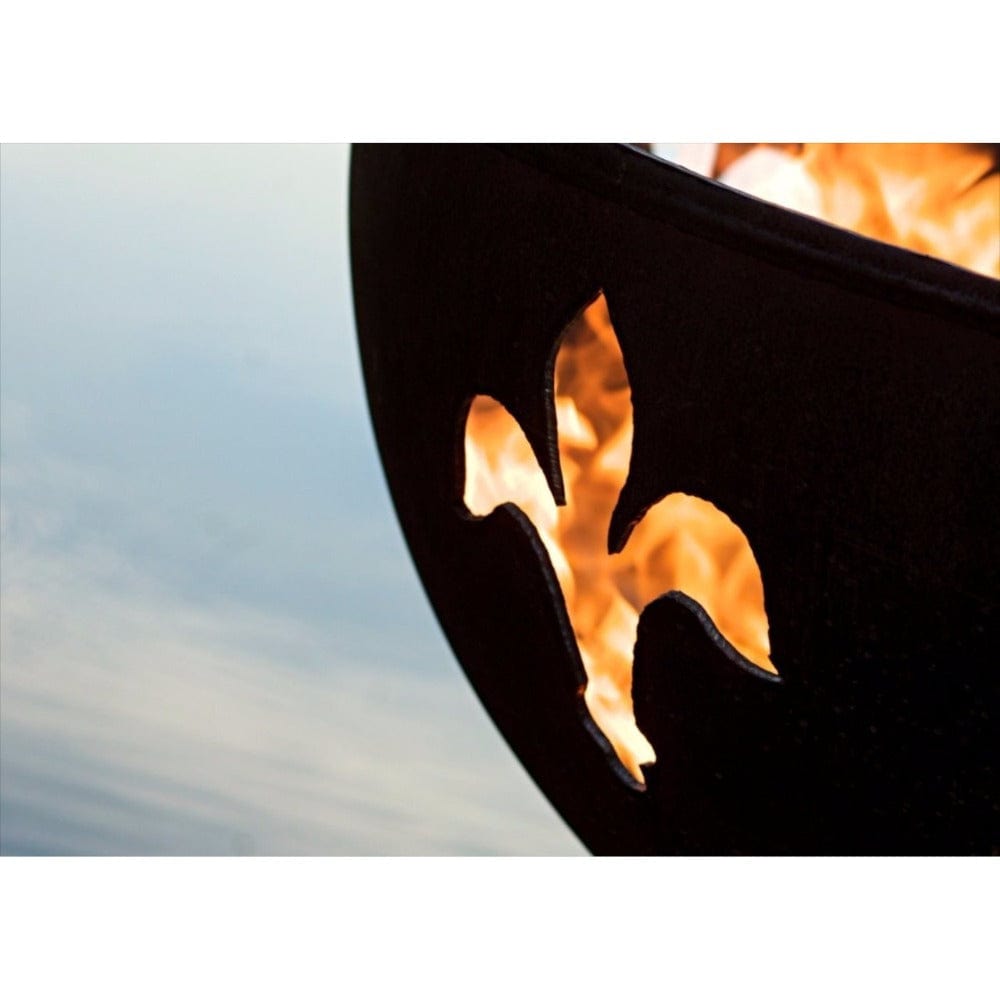 Fire Pit Art Fleur De Lis - 36" Handcrafted Carbon Steel Gas Fire Pit - detail view