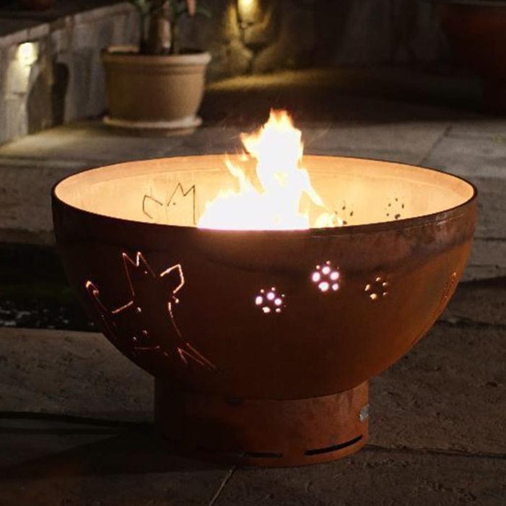 Fire Pit Art Funky Dog 36-Inch Handcrafted Carbon Steel Gas Fire Pit in Outdoor Space - detail view
