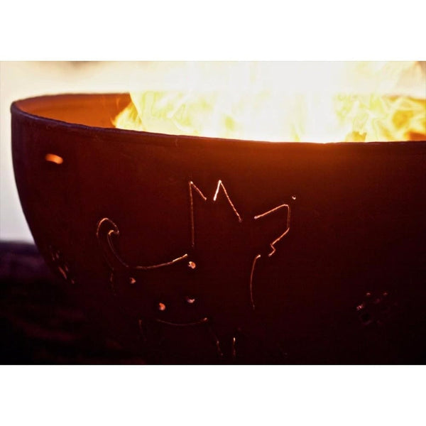 Fire Pit Art Funky Dog 36-Inch Handcrafted Carbon Steel Gas Fire Pit Details