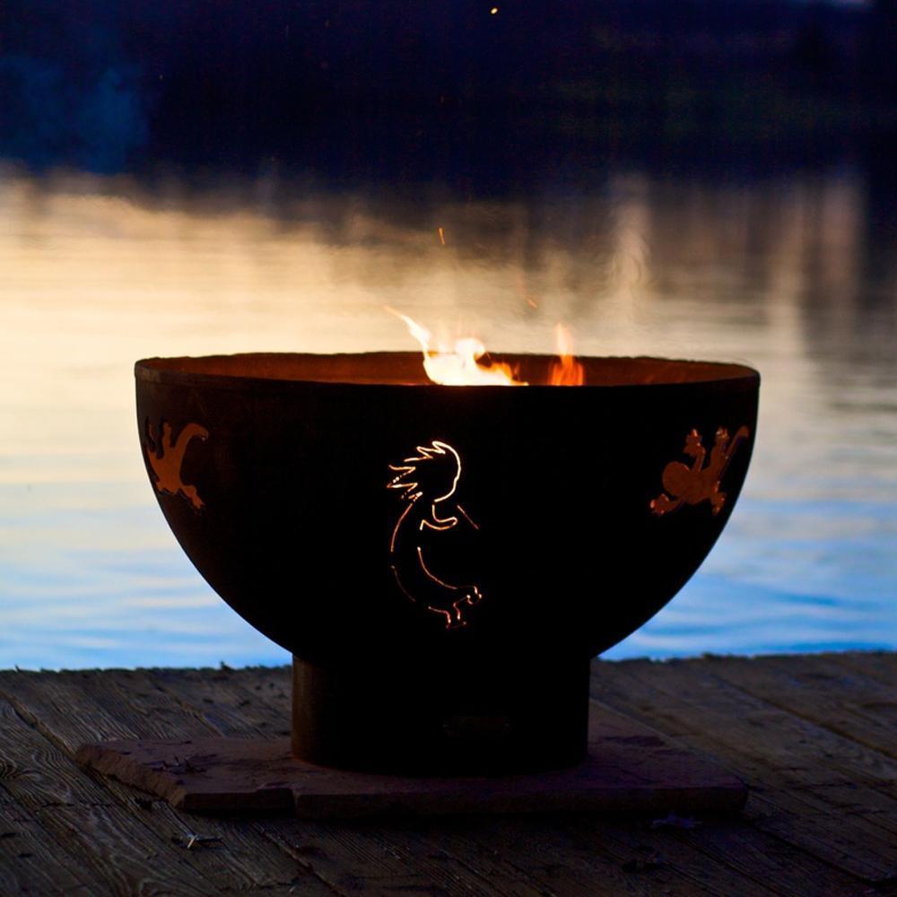 Fire Pit Art Kokopelli - 36&quot; Handcrafted Carbon Steel Gas Fire Pit
