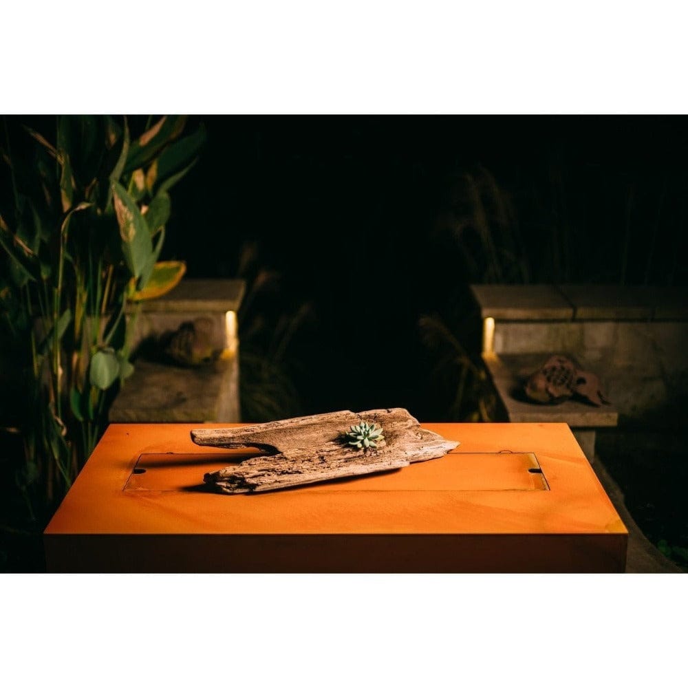 Fire Pit Art Linear - 36&quot; Handcrafted Carbon Steel Gas Fire Pit with Burner Cover