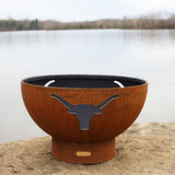 Fire Pit Art Long Horn 36-Inch Handcrafted Carbon Steel Fire Pit (LH) by the Lake