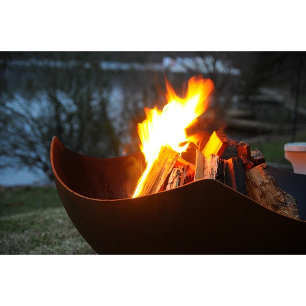 Fire Pit Art Manta Ray - 36&quot; Handcrafted Carbon Steel Fire Pit With Logs