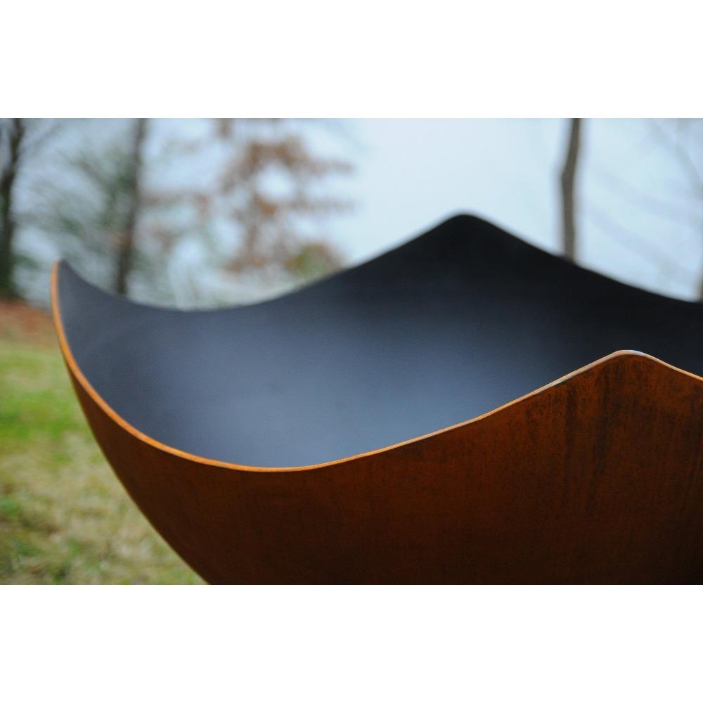 Fire Pit Art Manta Ray - 36&quot; Handcrafted Carbon Steel Fire Pit Manta Ray Shape Showcase