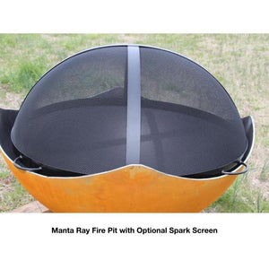 Fire Pit Art Manta Ray 36-Inch Handcrafted Carbon Steel Fire Pit with Optional Spark Screen