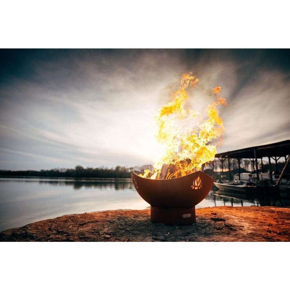 Fire Pit Art Namaste - 36" Handcrafted Carbon Steel Gas Fire Pit Outdoors