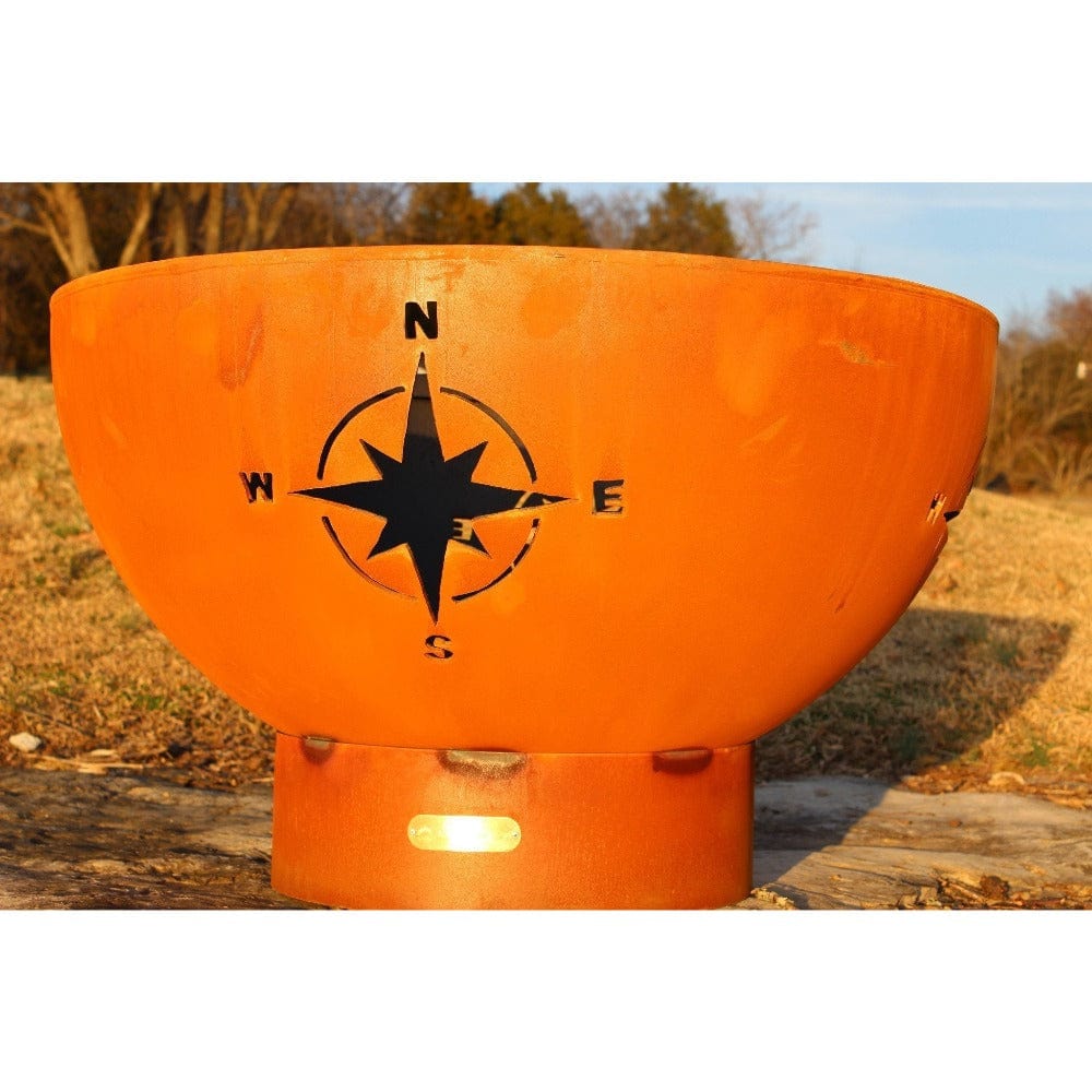 Fire Pit Art Navigator - 36&quot; Handcrafted Carbon Steel Fire Pit (NAV) During The Day