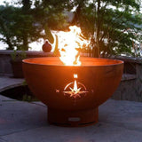 Fire Pit Art Navigator 36-Inch Handcrafted Carbon Steel Gas Fire Pit in Outdoor Patio