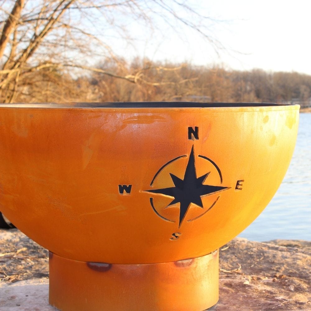 Fire Pit Art Navigator 36-Inch Handcrafted Carbon Steel Gas Fire Pit Outdoors