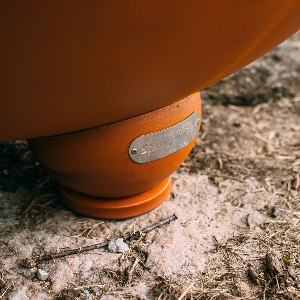 Fire Pit Art Nepal&#39;s Leg with Metal Plate Signed by Artisan