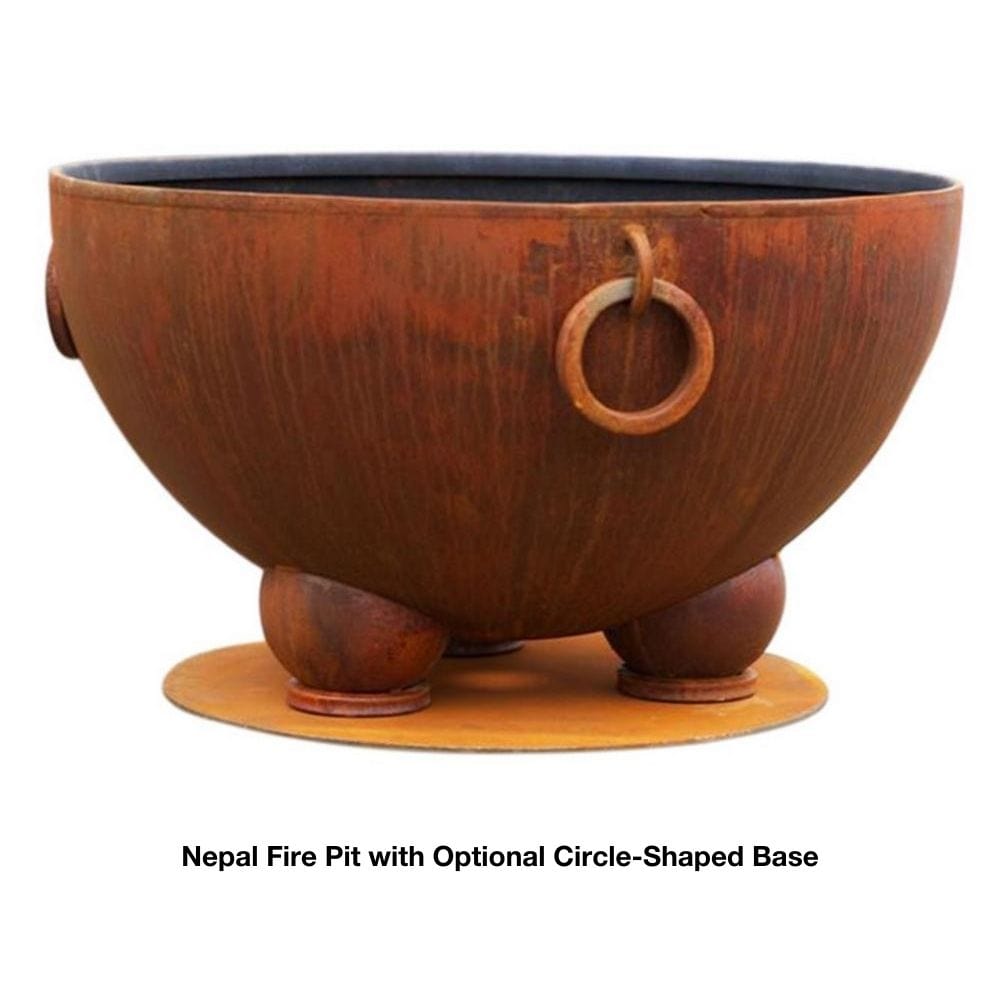 Fire Pit Art Nepal 41-Inch Handcrafted Carbon Steel Fire Pit with Circle-Shaped Base