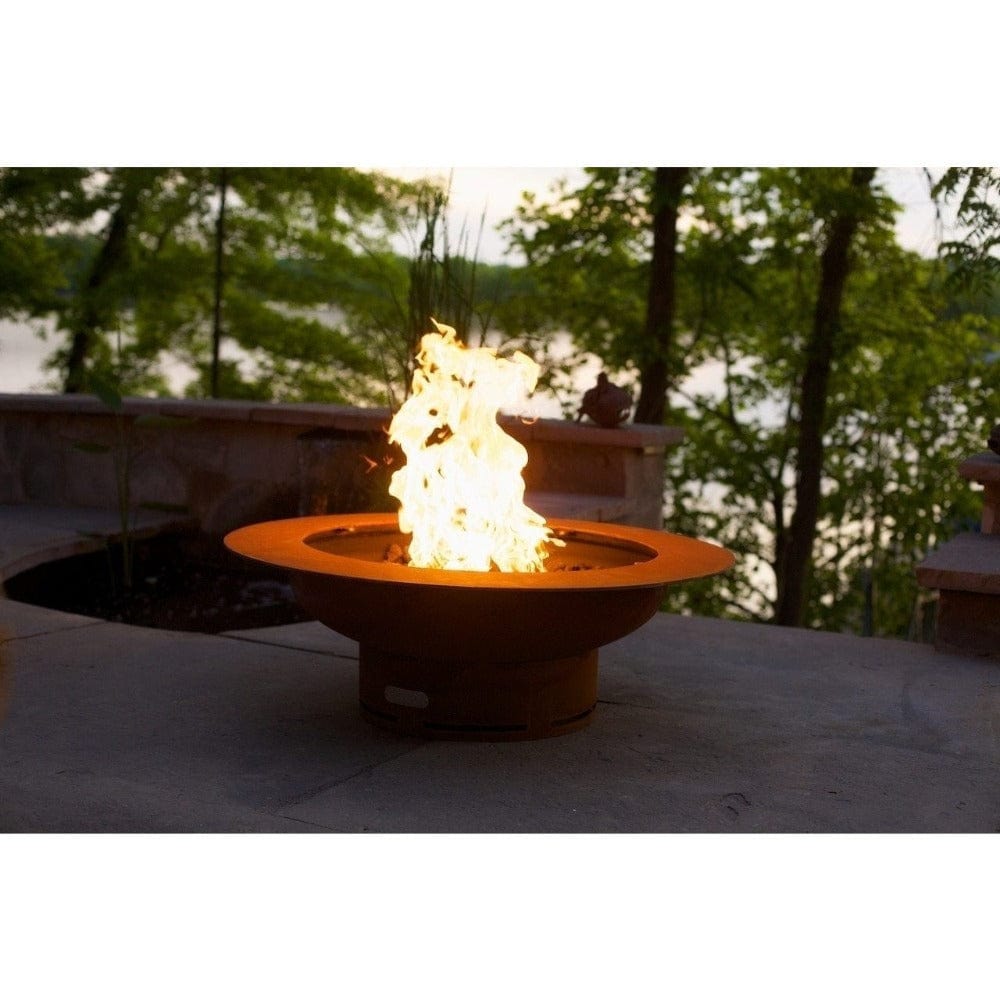 Fire Pit Art Saturn - 40&quot; Handcrafted Carbon Steel Gas Fire Pit In a Patio