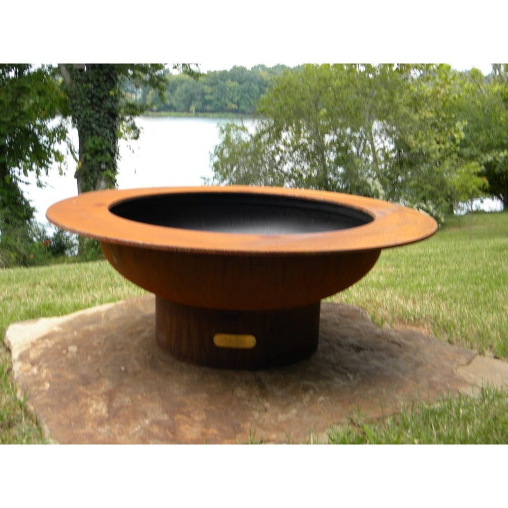 Fire Pit Art Saturn - 40&quot; Handcrafted Carbon Steel Gas Fire Pit In a Landscape Scenery