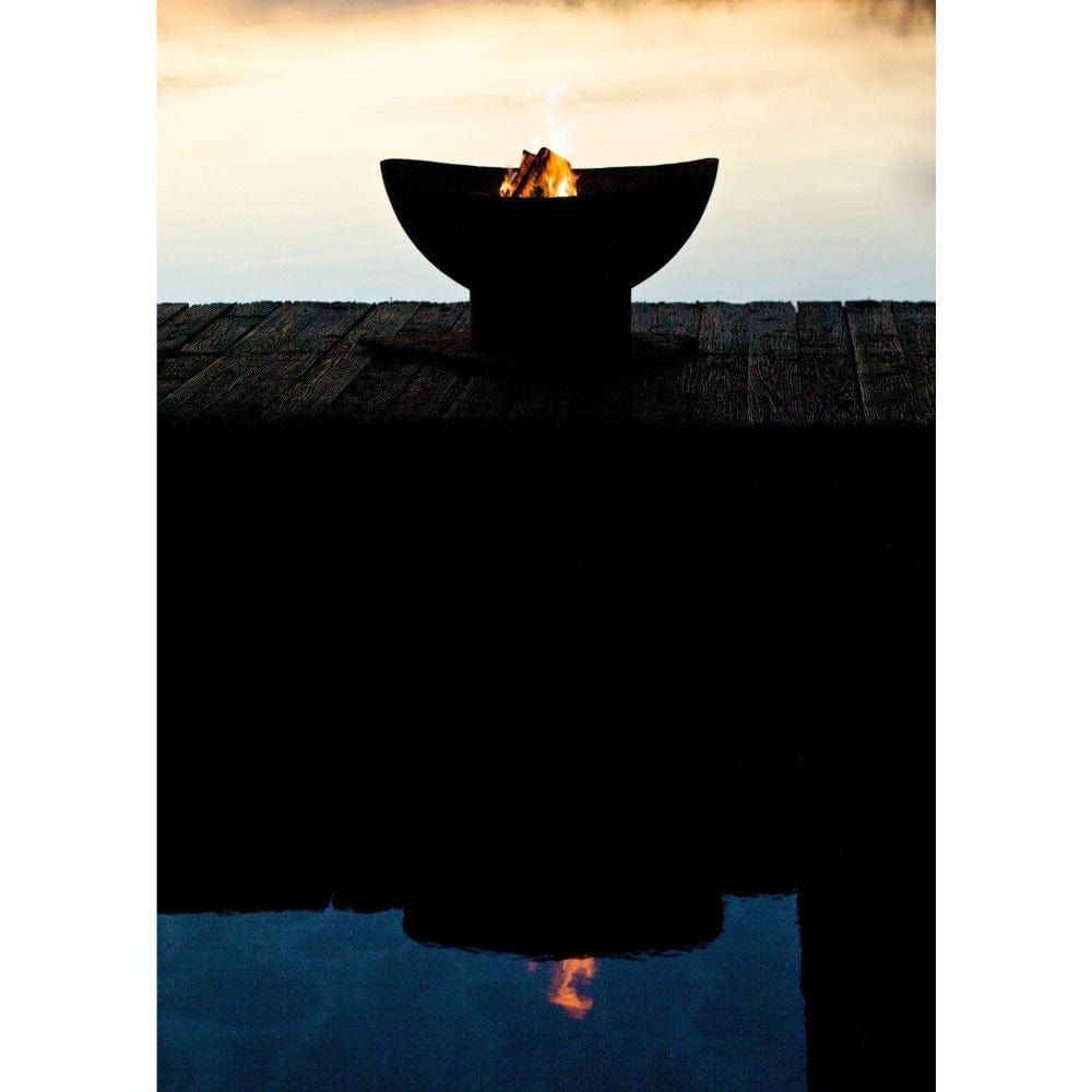 Fire Pit Art Scallops - 36&quot; Steel Fire Pit (SC) With Burning Logs