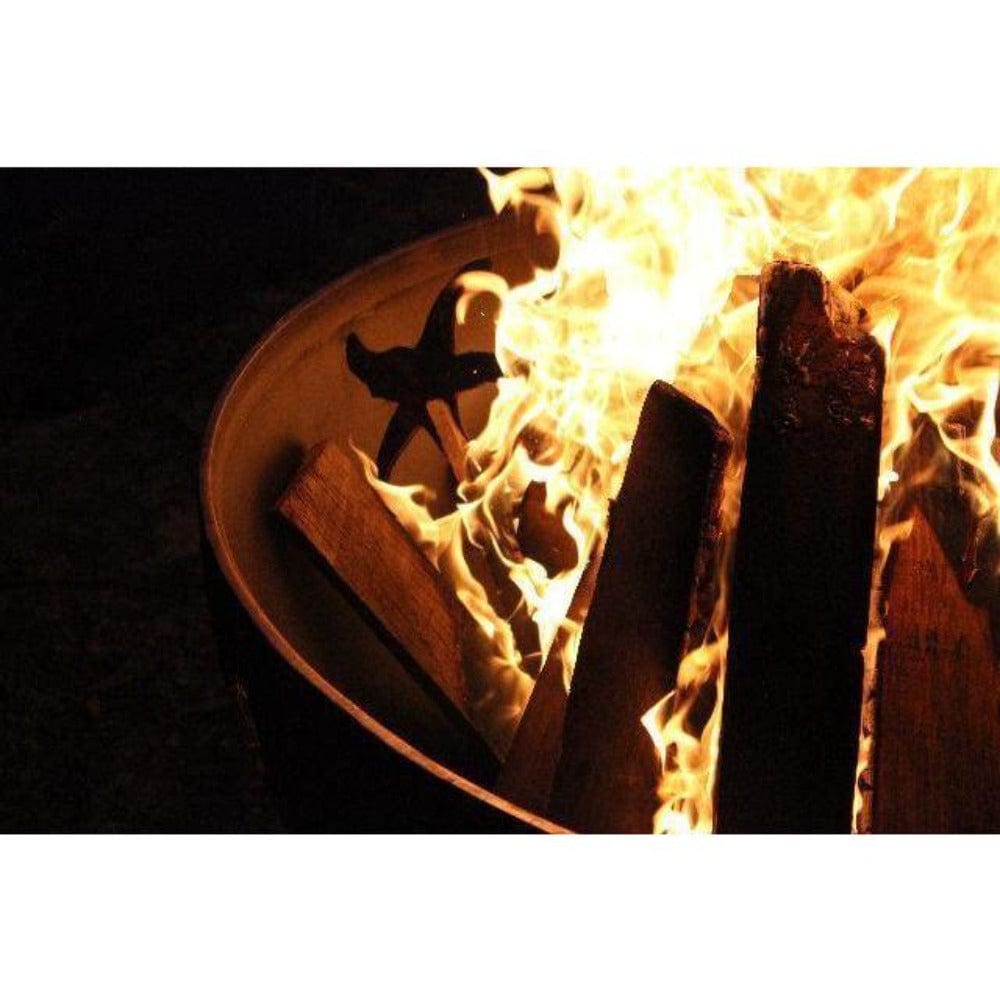Fire Pit Art Sea Creatures - 36&quot; Handcrafted Carbon Steel Fire Pit (SEA) With Burning Logs