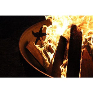 Fire Pit Art Sea Creatures - 36" Handcrafted Carbon Steel Fire Pit (SEA) With Burning Logs