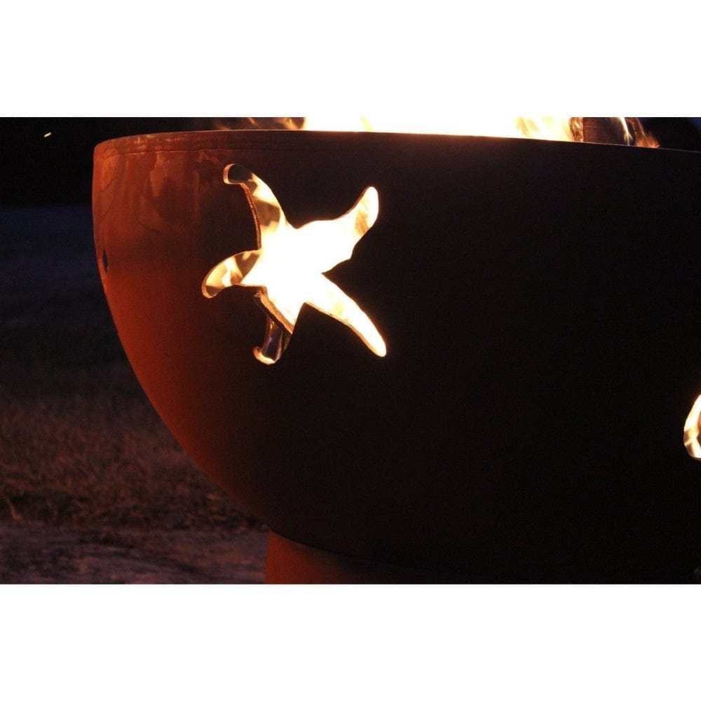 Fire Pit Art Sea Creatures - 36&quot; Handcrafted Carbon Steel Gas Fire Pit Close Up Of Starfish Design