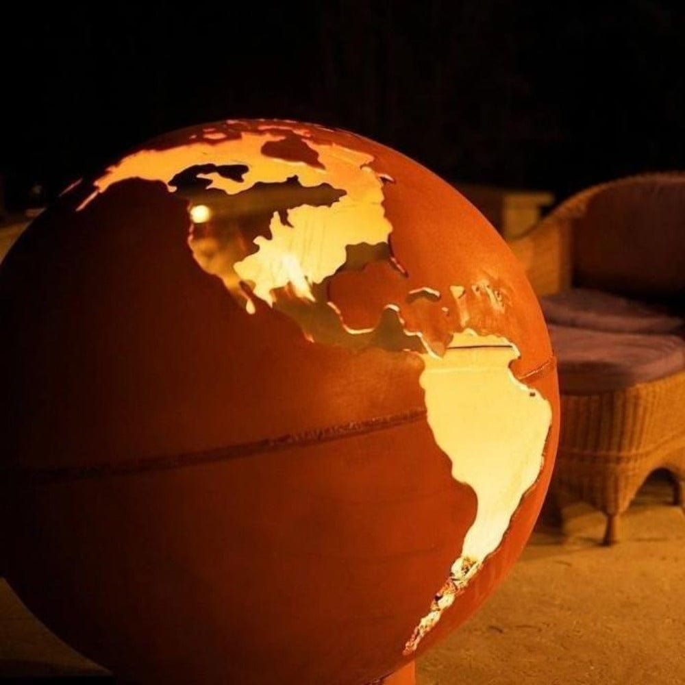 Fire Pit Art Third Rock - 36&quot; Handcrafted Carbon Steel Gas Fire Pit Close Up Shot