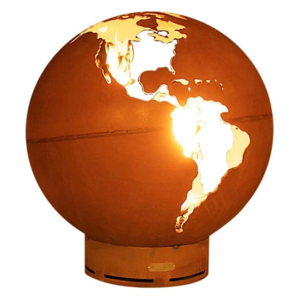 Fire Pit Art Third Rock - Globe Shaped 36&quot; Handcrafted Carbon Steel Fire Pit (TR)