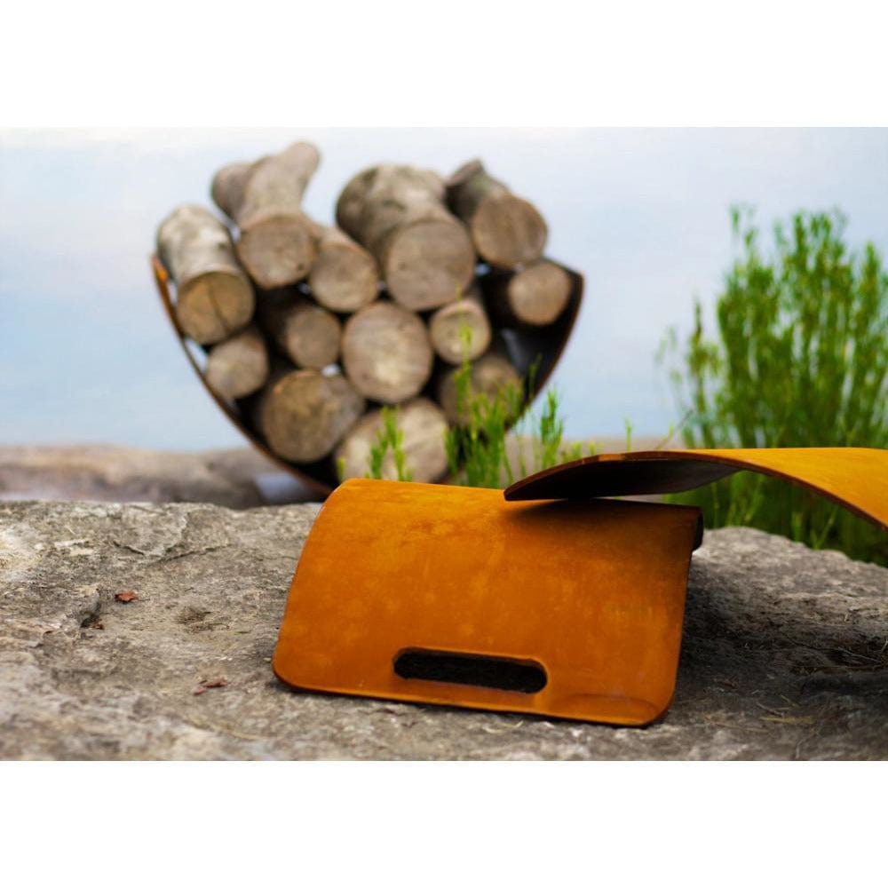 Accessories - Fire Pit Art Wings Of Flight - Artisan Log Rack (WOF) - side view