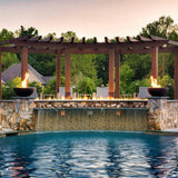 Firegear Sanctuary 30" Round Concrete Gas Fire Bowl in Poolside Patio - room setting