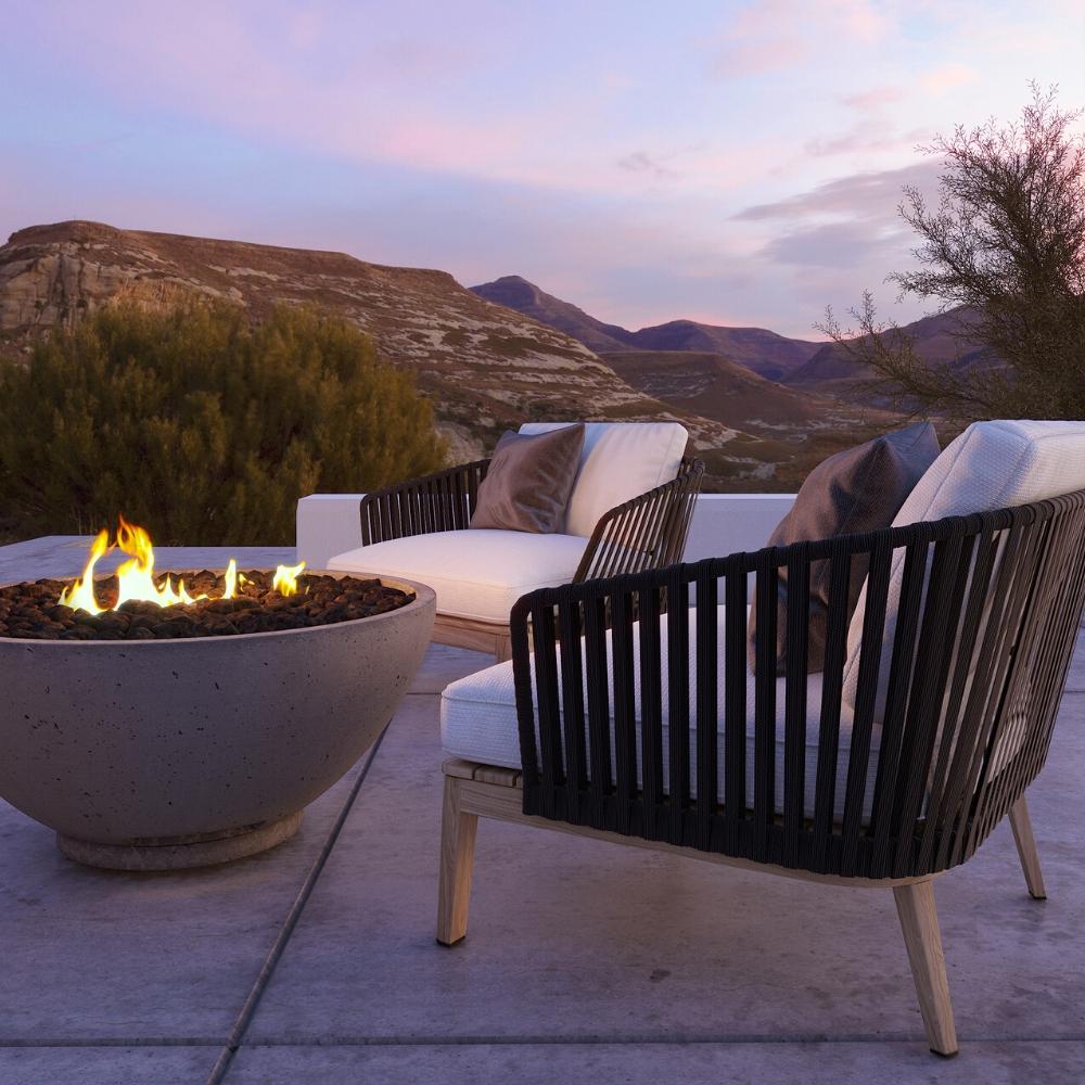 Firegear Sanctuary 39&quot; Round Concrete Gas Fire Bowl in Outdoor Patio