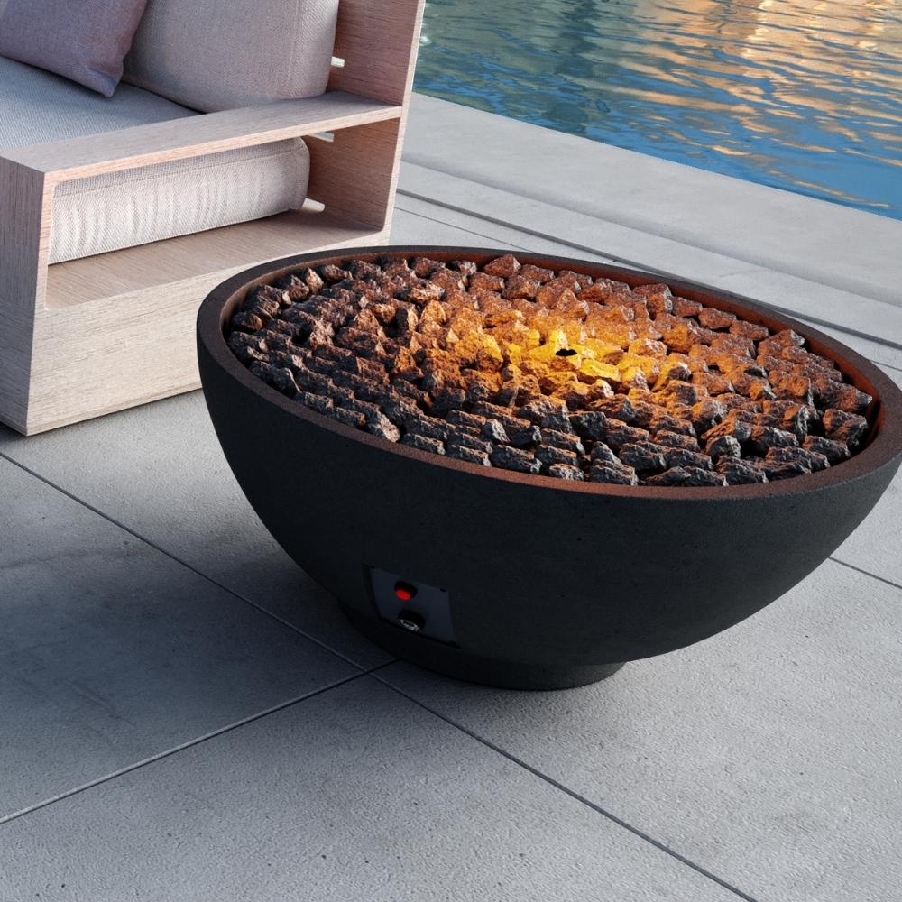 Firegear Sanctuary 39&quot; Round Concrete Gas Fire Bowl in Raven