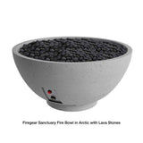 firegear sanctuary fire bowl in arctic with lava stones - room setting