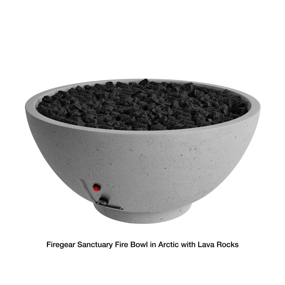 firegear sanctuary fire bowl in arctic with lava rocks - feature detail