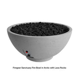 firegear sanctuary fire bowl in arctic with lava rocks - feature detail