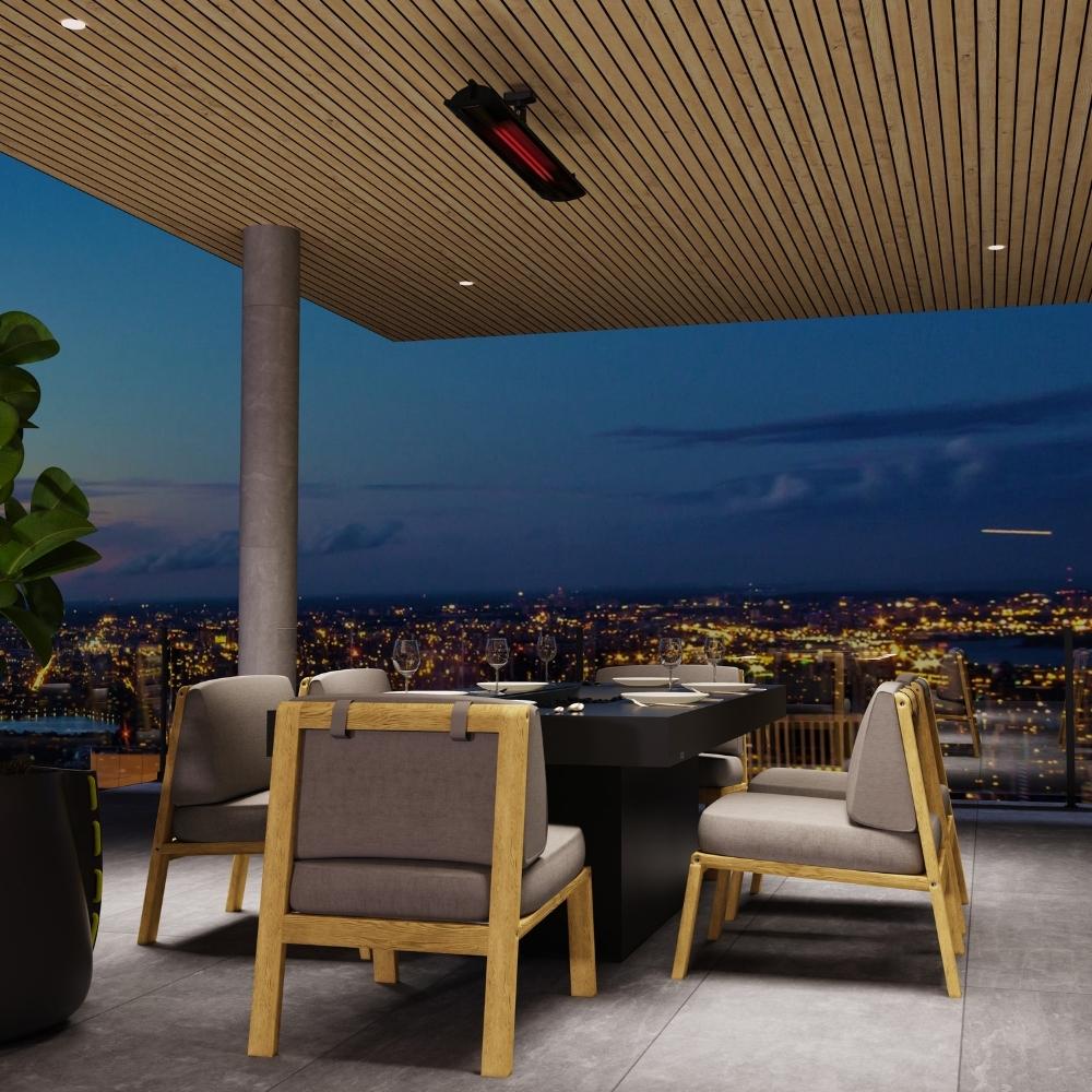 Heatscope Pure 3000W Electric Patio Heater Ceiling Mounted in Rooftop Deck