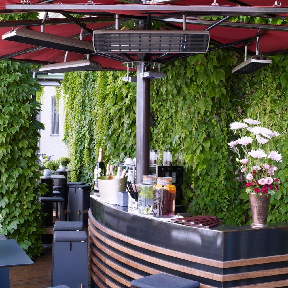 Heatscope Spot 35&quot; White Electric Heaters Mounted on Umbrella