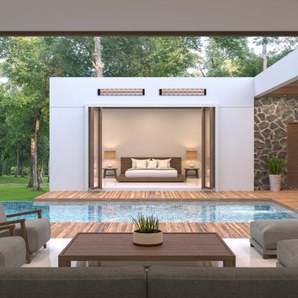 Infratech C Series 39&quot; 2500 Watt Single Element Infrared Electric Heater in Pool area