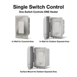 Single Switch Control Controls One Heater - angle view
