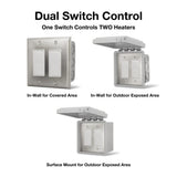 Dual Switch Control Controls Two Heaters - angle view