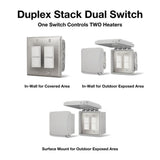Duplex Stack Dual Switch Controls two Heaters