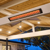 infratech cd electric patio heater mounted on a beam - angle view