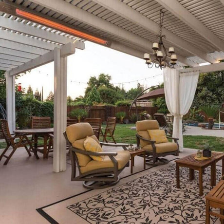 Infratech SL Series 63-Inch Single Element Infrared Electric Heater in patio - side view