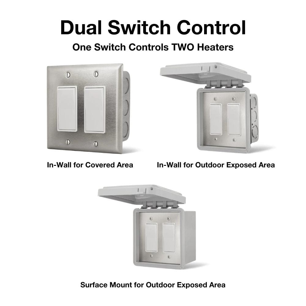 Dual Switch Control Controls Two Heaters - angle view