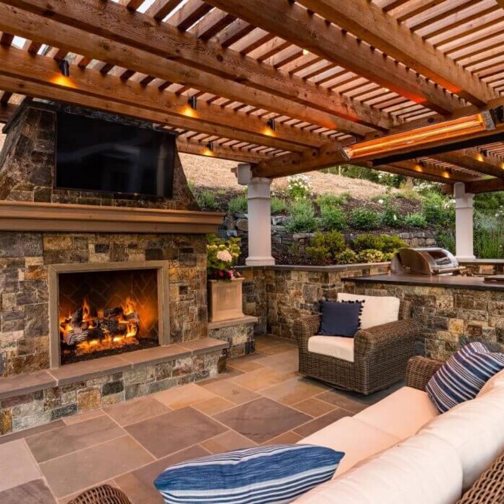 Infratech W Series Electric Heaters Wall Mounted in Backyard Patio